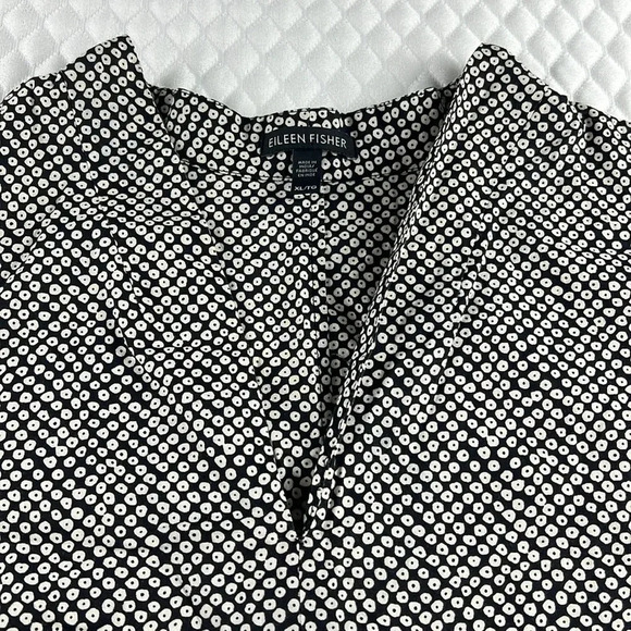 Eileen Fisher Pebble Print V-Neck Shift Sleeveless Dress Pockets Lightweight XL - Picture 5 of 11